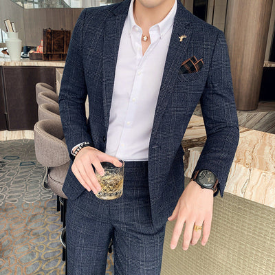 Men's Slim Fit Two-Part Suit with Starred Pattern