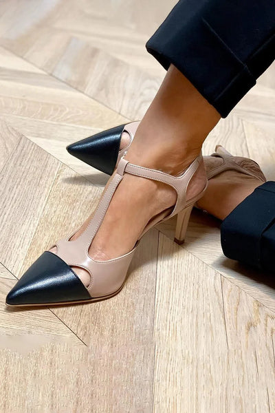 MIRELLA | Elegant Pointed Toe Bicolour Court Shoe for a Sophisticated Style