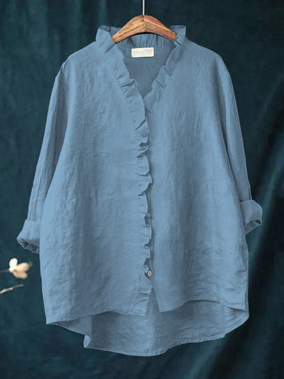 JANA | COTTON AND LINEN SHIRT WITH RUFFLES