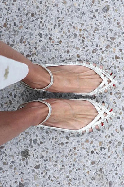 GIADA| Elegant woven ballerina with ankle strap for a sophisticated style