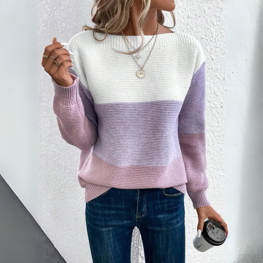 Clara | Elegant Tricolour Patchwork Jumper