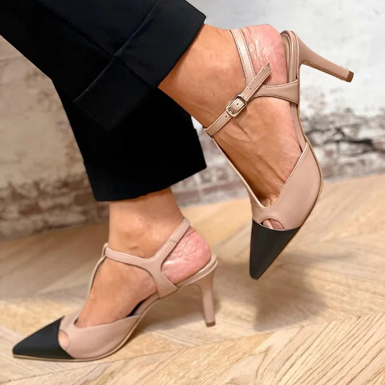 MIRELLA | Elegant Pointed Toe Bicolour Court Shoe for a Sophisticated Style
