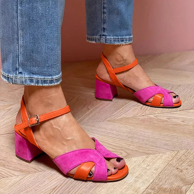ISABELLA | Colour block sandal with a comfortable heel for a chic and comfortable style