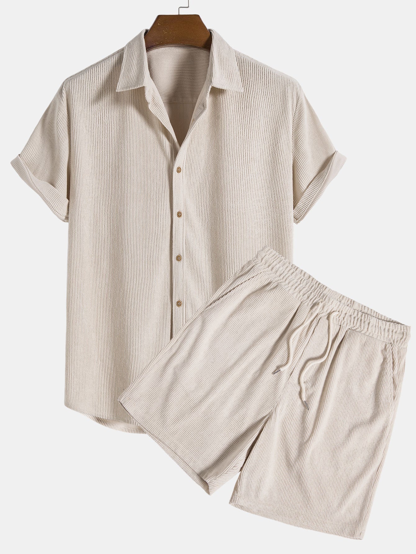 Men's Corduroy Shirt | Short Sleeve Casual Set