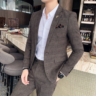 Men's Slim Fit Two-Part Suit with Starred Pattern