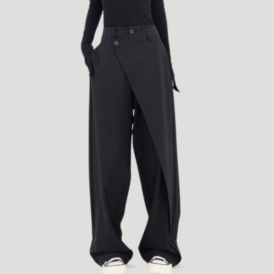 Women’s black wide leg trousers – high waisted flowy