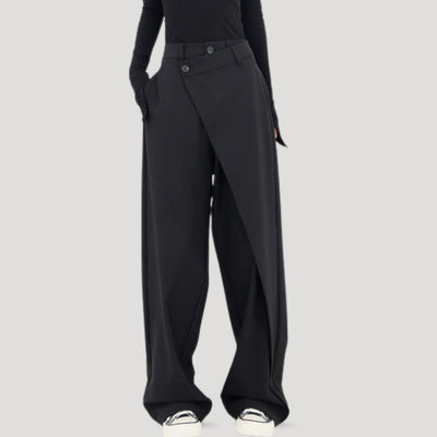Women’s black wide leg trousers – high waisted flowy