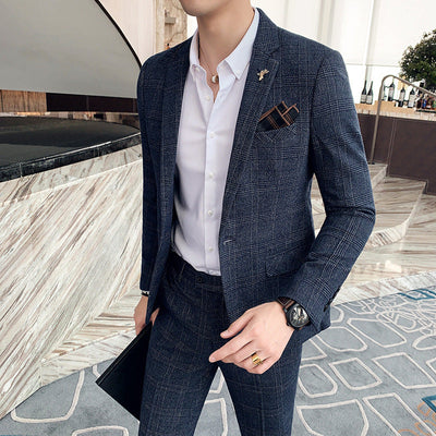 Men's Slim Fit Two-Part Suit with Starred Pattern