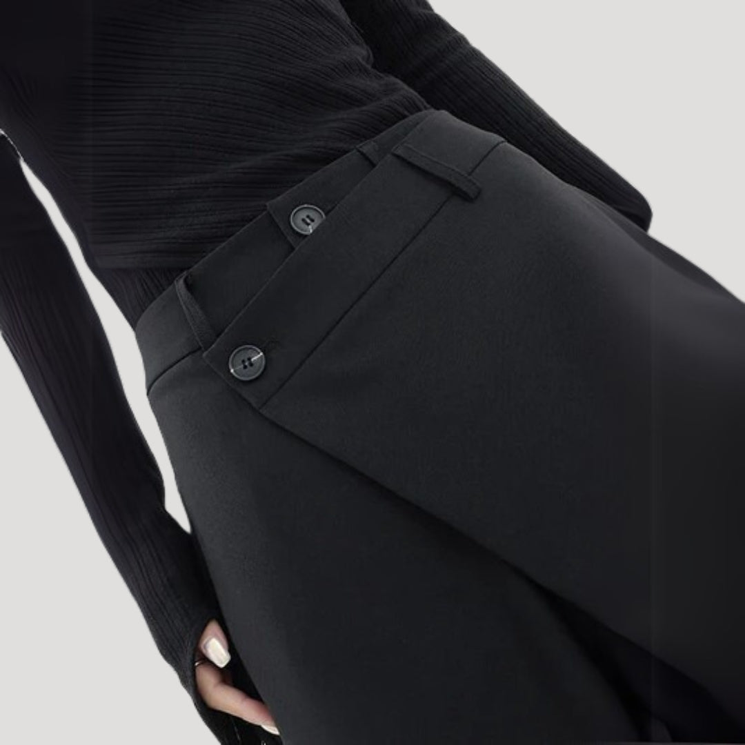 Women’s black wide leg trousers – high waisted flowy