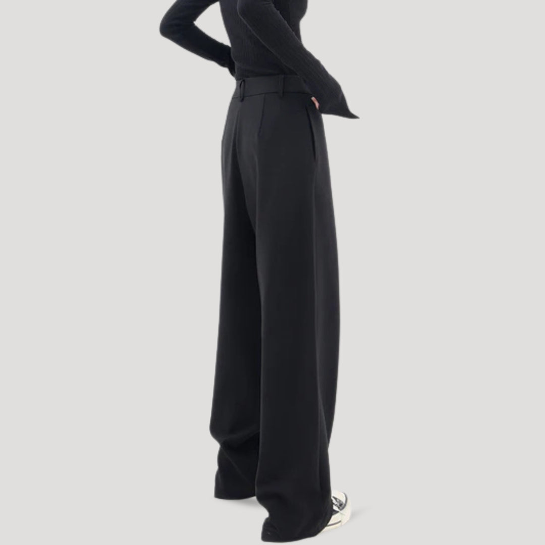 Women’s black wide leg trousers – high waisted flowy