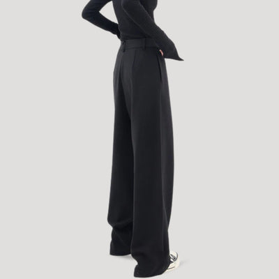 Women’s black wide leg trousers – high waisted flowy