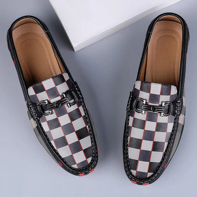 CARVETTI CHECKED LEATHER LOAFER