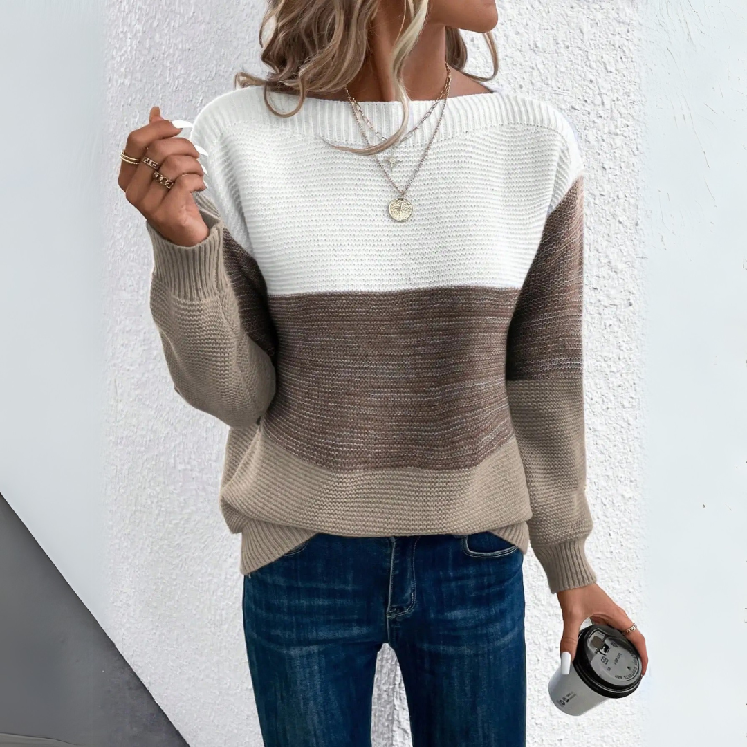 Clara | Elegant Tricolour Patchwork Jumper