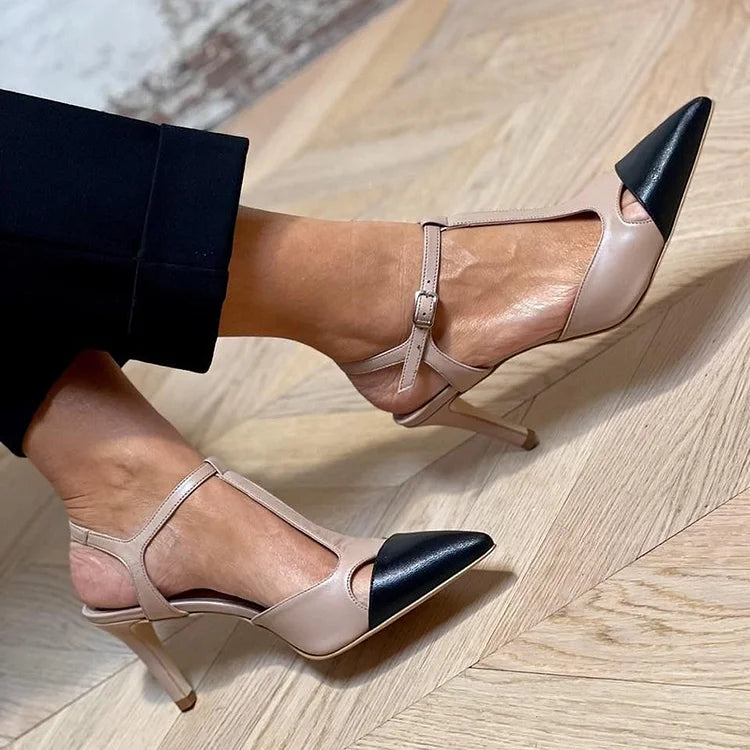 MIRELLA | Elegant Pointed Toe Bicolour Court Shoe for a Sophisticated Style