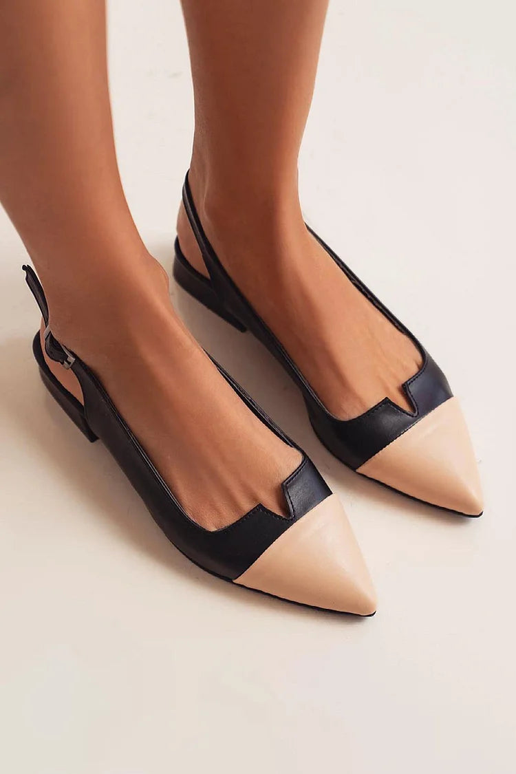 CATERINA | Elegant ballet flats with contrasting toe and two-tone details for a sophisticated look