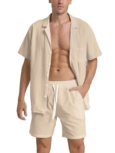 Men's Linen Shirt and Shorts Set