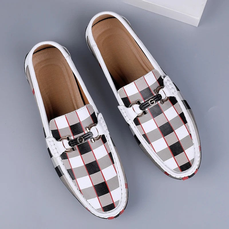 CARVETTI CHECKED LEATHER LOAFER