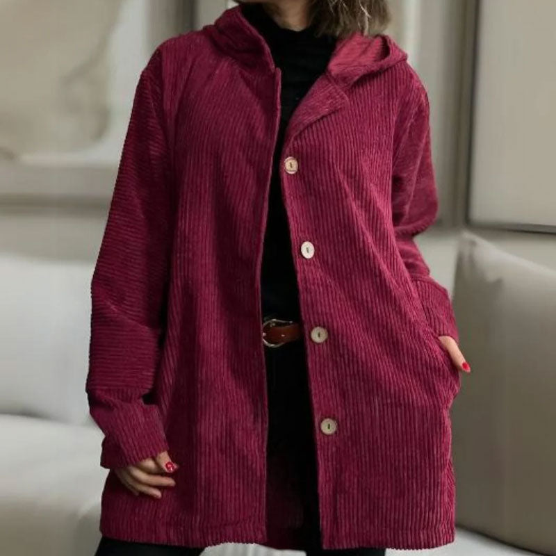 Casual corduroy hoodie jacket for autumn