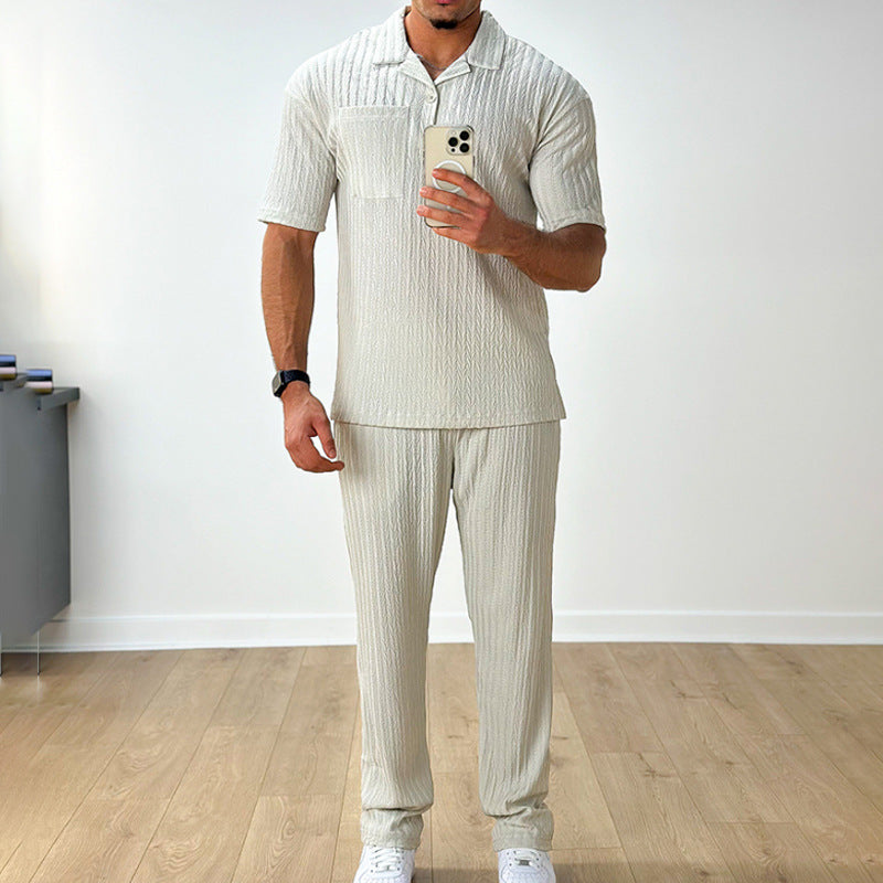 Men's Polo Shirt and Pants Set for Summer Casual Wear