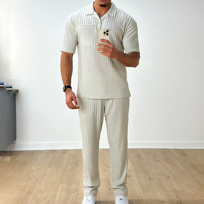 Men's Polo Shirt and Pants Set for Summer Casual Wear
