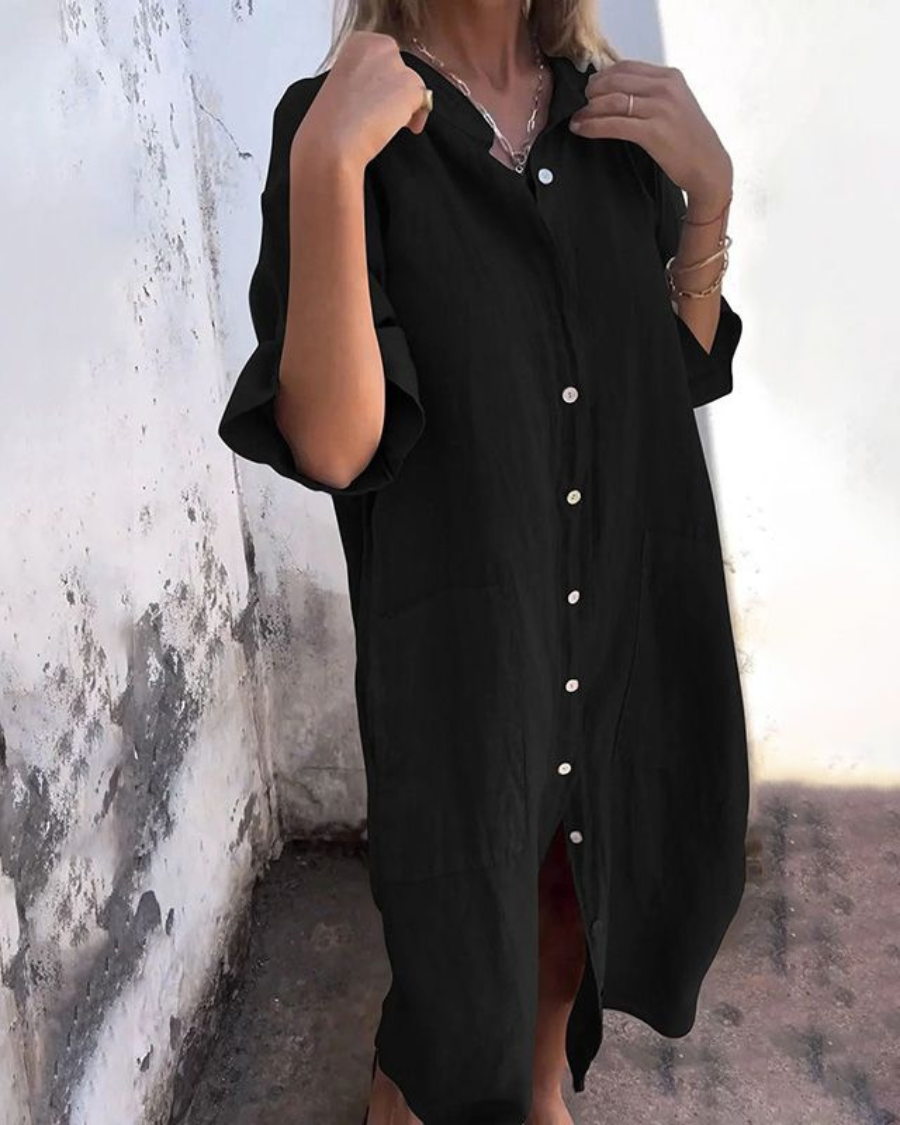 HIND | IBIZA STYLE CASUAL SHIRT DRESS IN KNEE LENGTH