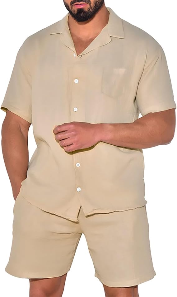 Men's Linen Shirt and Shorts Set