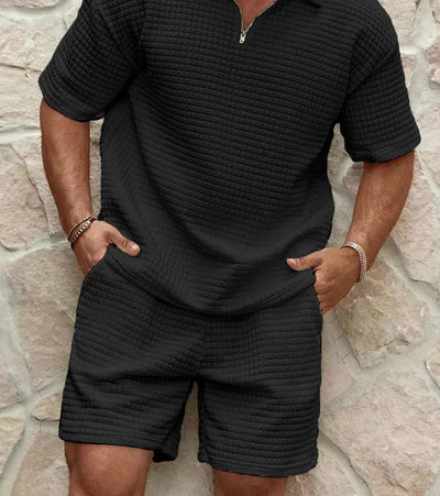 Men's Short Sleeve Zippered Set | Stylish Outfits
