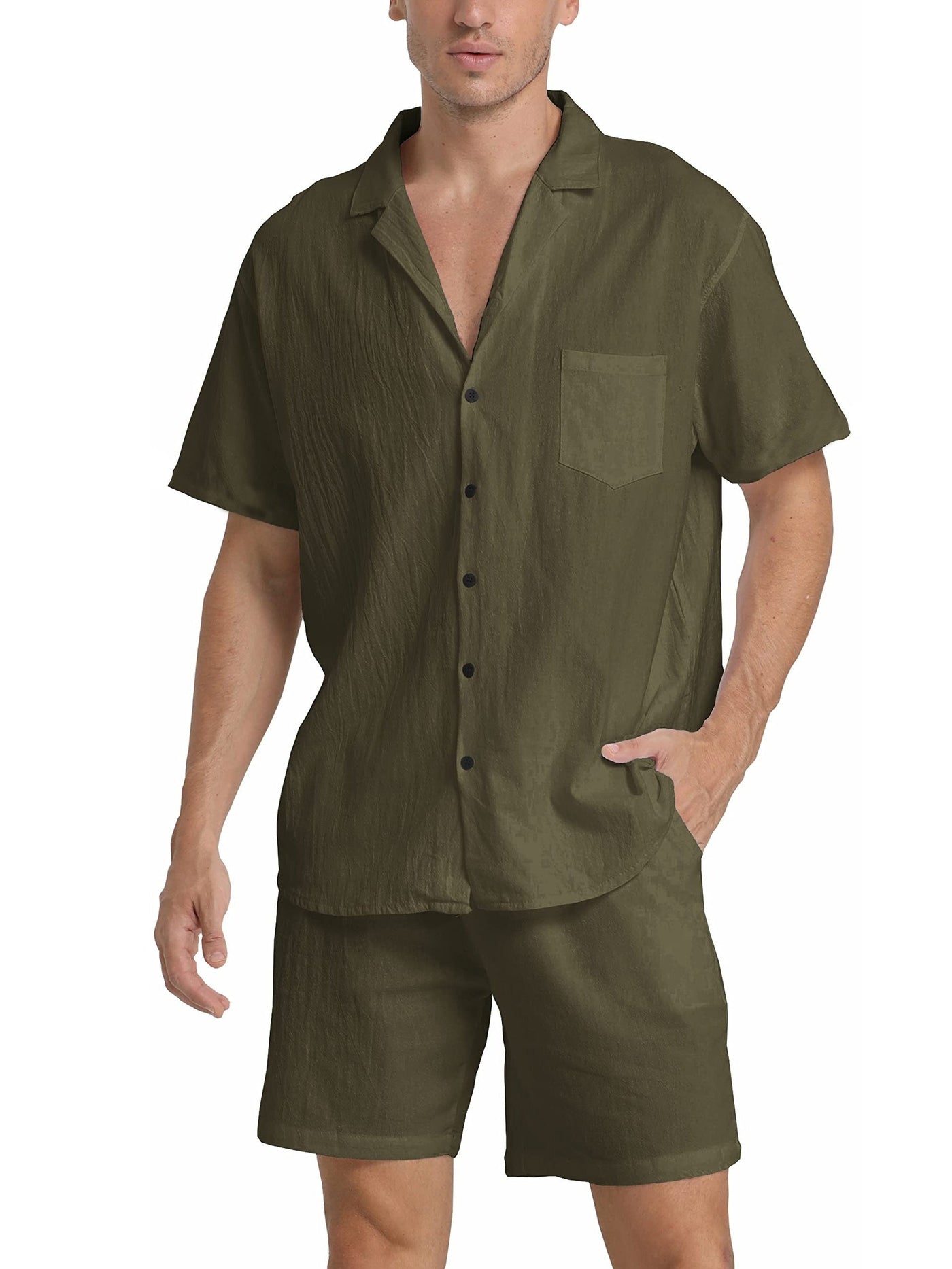 Men's Linen Shirt and Shorts Set