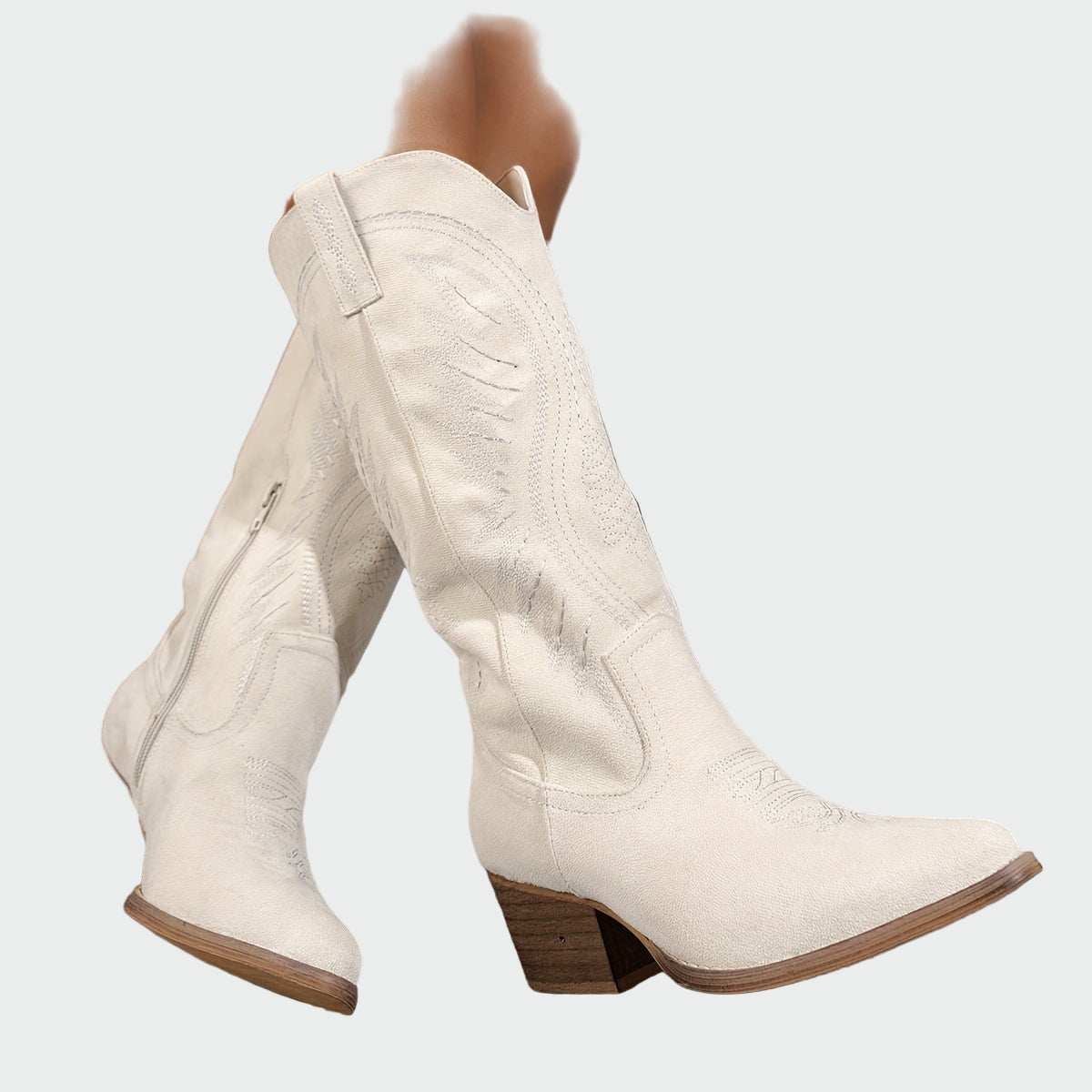Fashionable Embroidered Western Ankle Boots
