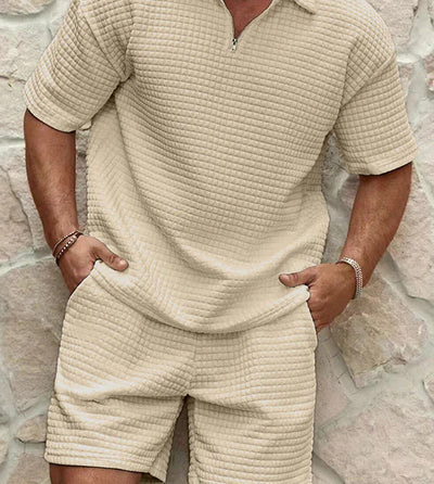 Men's Short Sleeve Zippered Set | Stylish Outfits