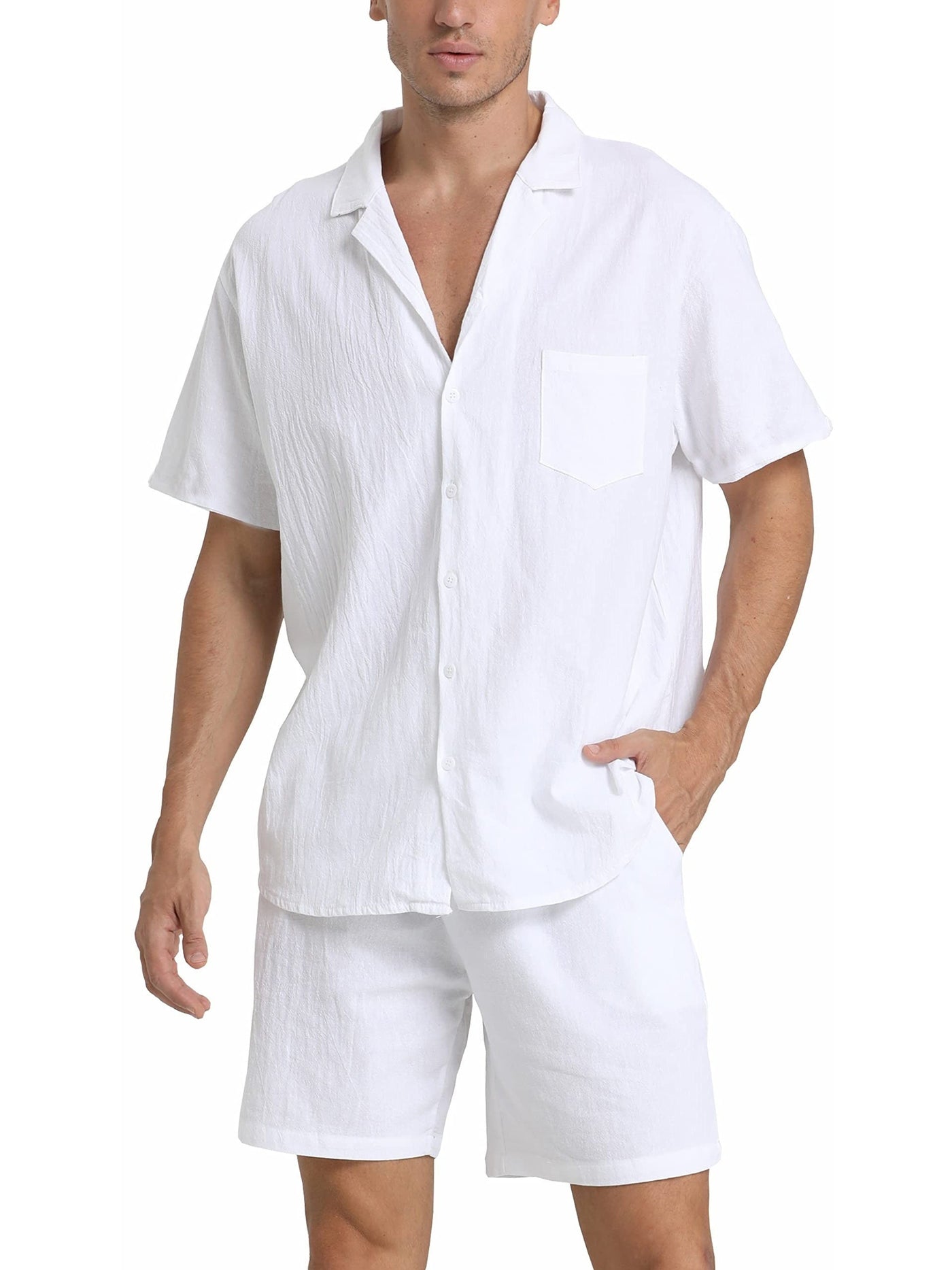 Men's Linen Shirt and Shorts Set