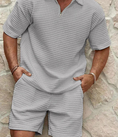 Men's Short Sleeve Zippered Set | Stylish Outfits
