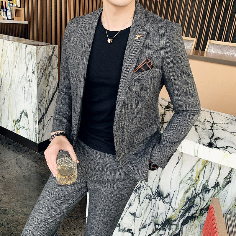 Men's Slim Fit Two-Part Suit with Starred Pattern