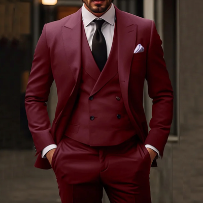 Men's Suit Set with Blazer, Vest, and Pants for Weddings