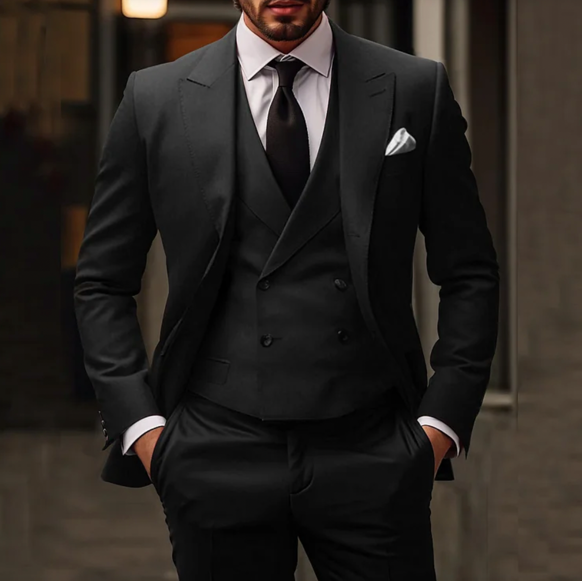 Men's Suit Set with Blazer, Vest, and Pants for Weddings