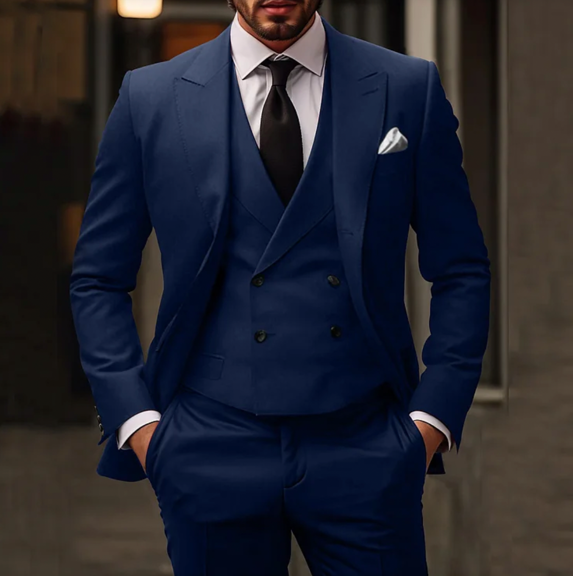 Men's Suit Set with Blazer, Vest, and Pants for Weddings