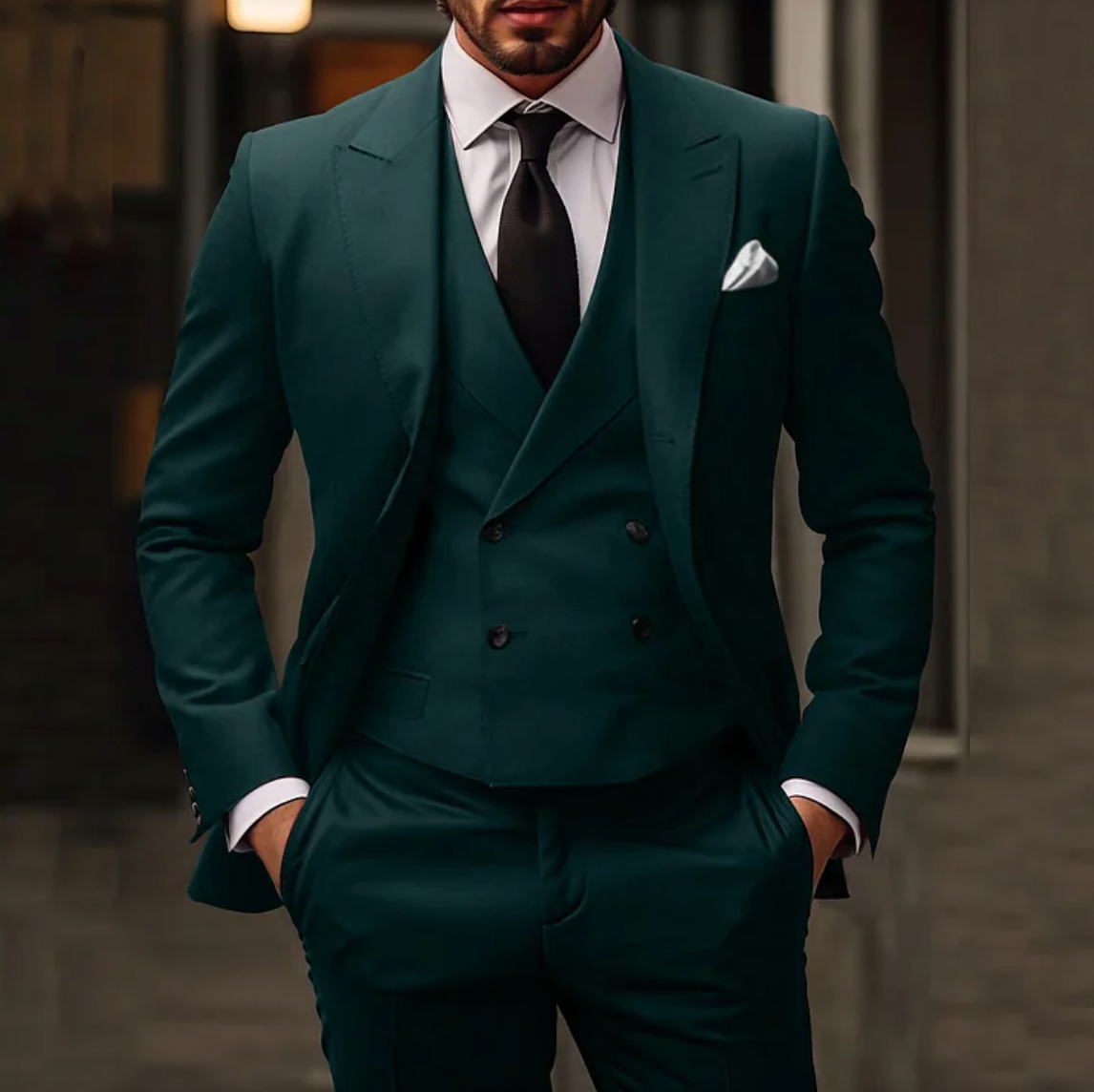Men's Suit Set with Blazer, Vest, and Pants for Weddings