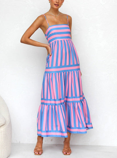 MOUNA | STRIPED SPAGHETTI  STRAP DRESS