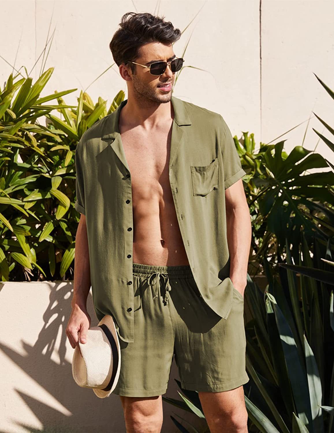 Men's Lightweight Casual Shorts and T-Shirt Set