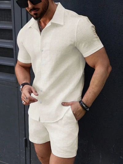 Men's Classic Short Sleeve Shirt and Shorts Set