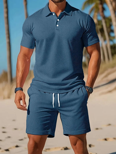 Men's Polo Shirt and Shorts Set - Stylish Casual Outfit