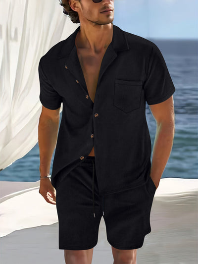 Men's Cotton Shirt and Shorts Set