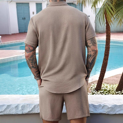Men's Henley Shirt and Shorts Set