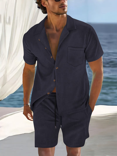 Men's Cotton Shirt and Shorts Set