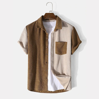 Men's Cotton Two-Piece Set Waffle Shirt and Shorts