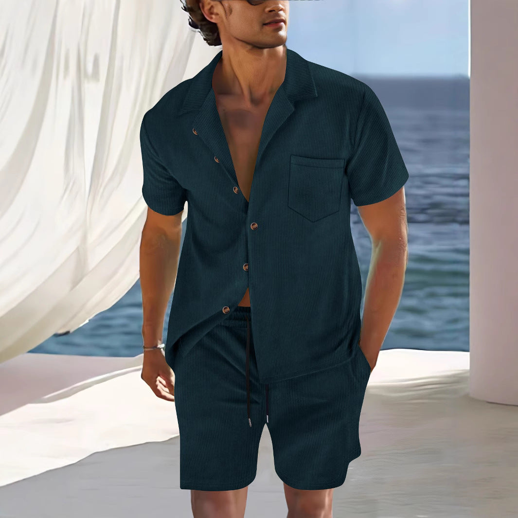 Men's Cotton Shirt and Shorts Set