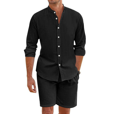 Men's Linen Blend Shorts and T-Shirt Set