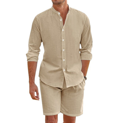 Men's Linen Blend Shorts and T-Shirt Set