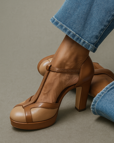 Martha Effortless Style with Elegant T-Bar Strap Pumps