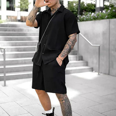 Men's Cotton Shirt and Shorts Set